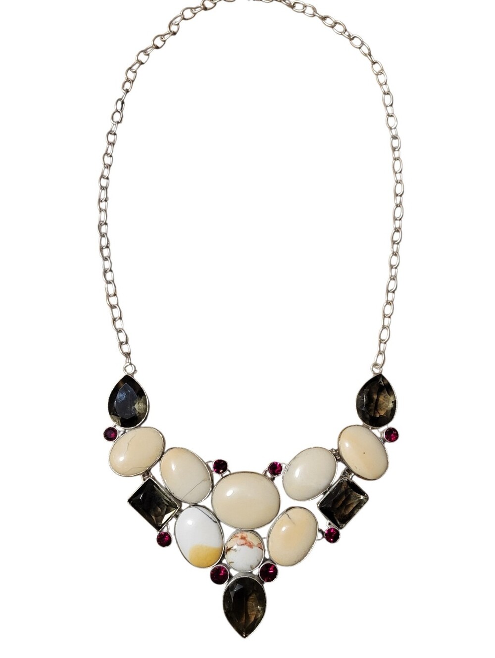 Silver Plated Multi Stone Necklace